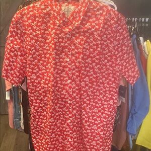 Red Palm Tree Print Men's Shirt